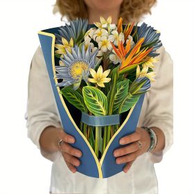 1pc; Pop Up Cards 11.4inch; Life Sized Forever Flower Bouquet 3D Popup Paper Flower Easter Mother's Day Greeting Cards With Note Card And Envelope (style: C)