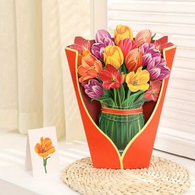 1pc; Pop Up Cards 11.4inch; Life Sized Forever Flower Bouquet 3D Popup Paper Flower Easter Mother's Day Greeting Cards With Note Card And Envelope (style: A)